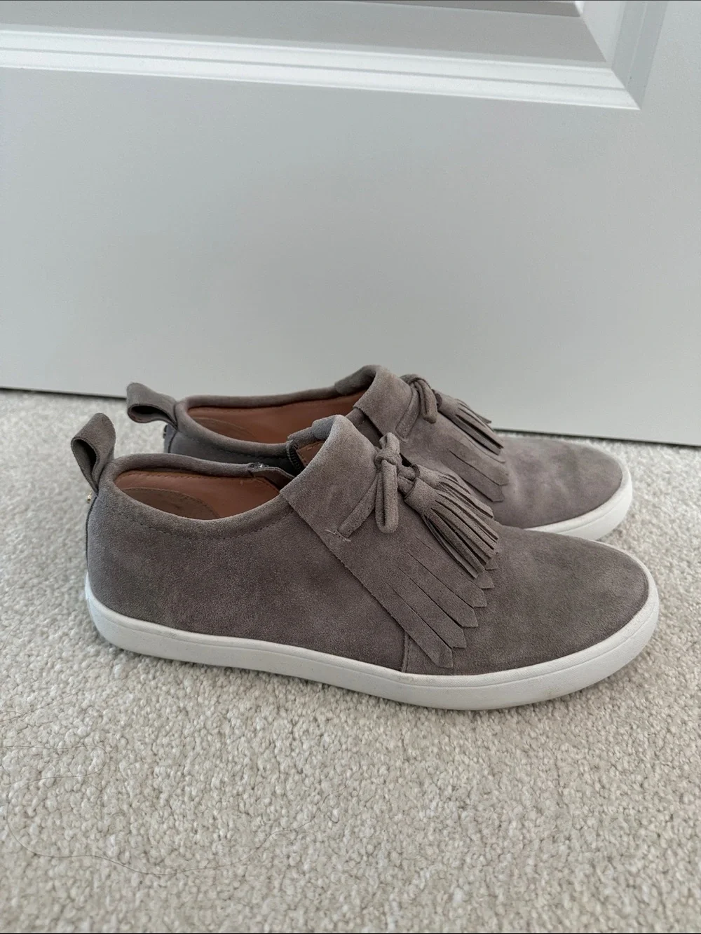kate spade Gray Suede Tassel Slip-On Sneakers